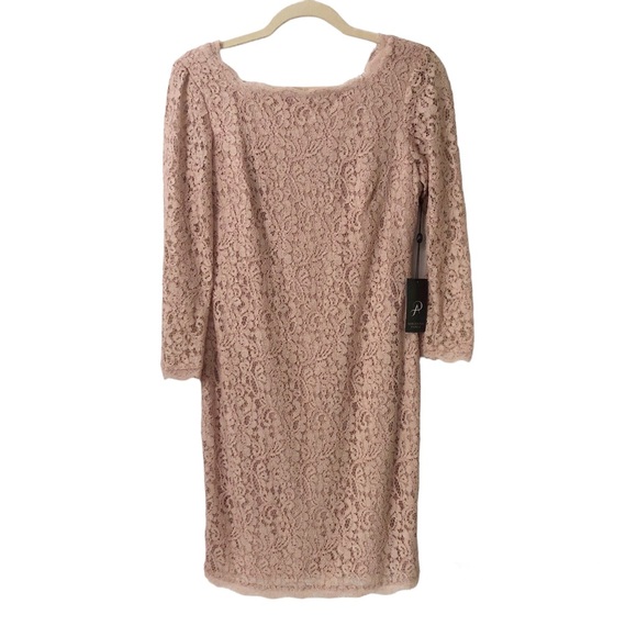 Adrianna Papell Pink Lace Long Sleeve Sheath Mini Dress sz 6 NEW romantic - Picture 2 of 13